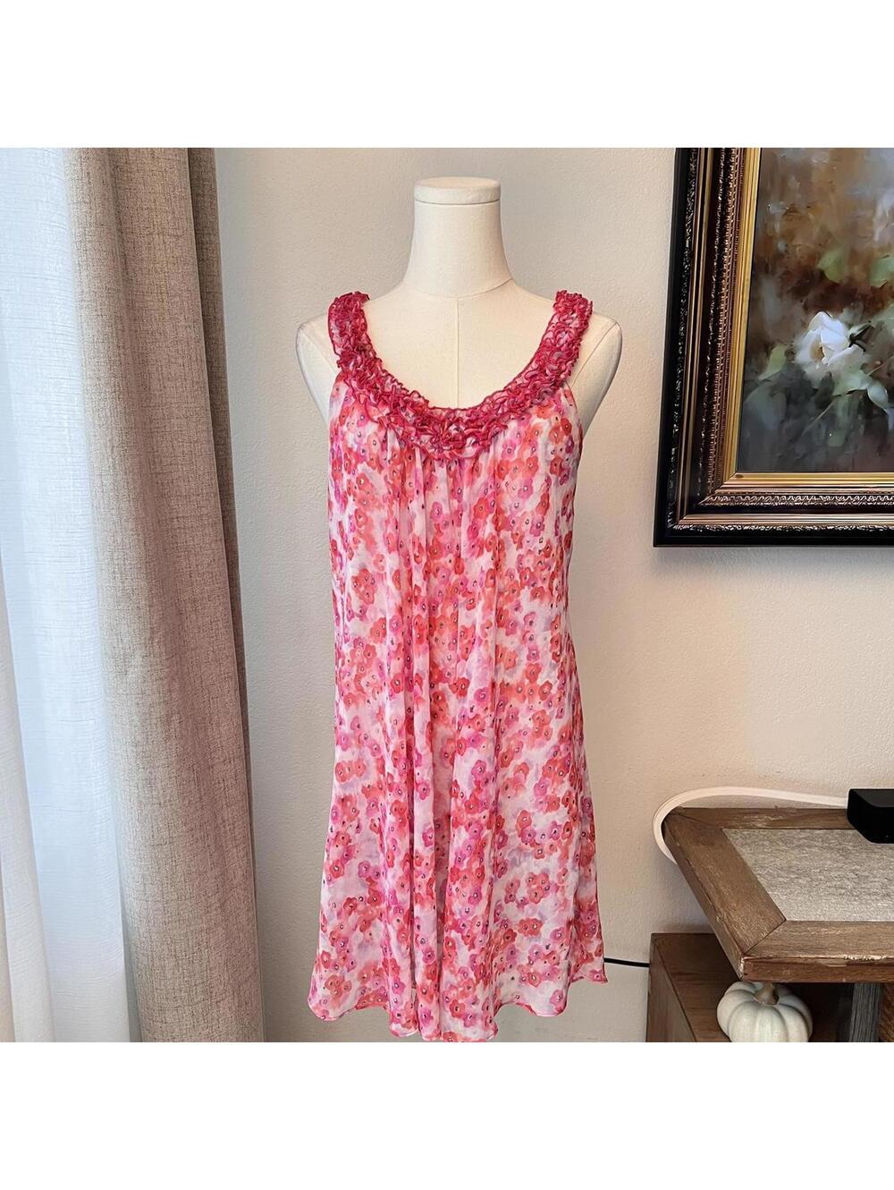 Pink Sheer Floral Slip Dress
